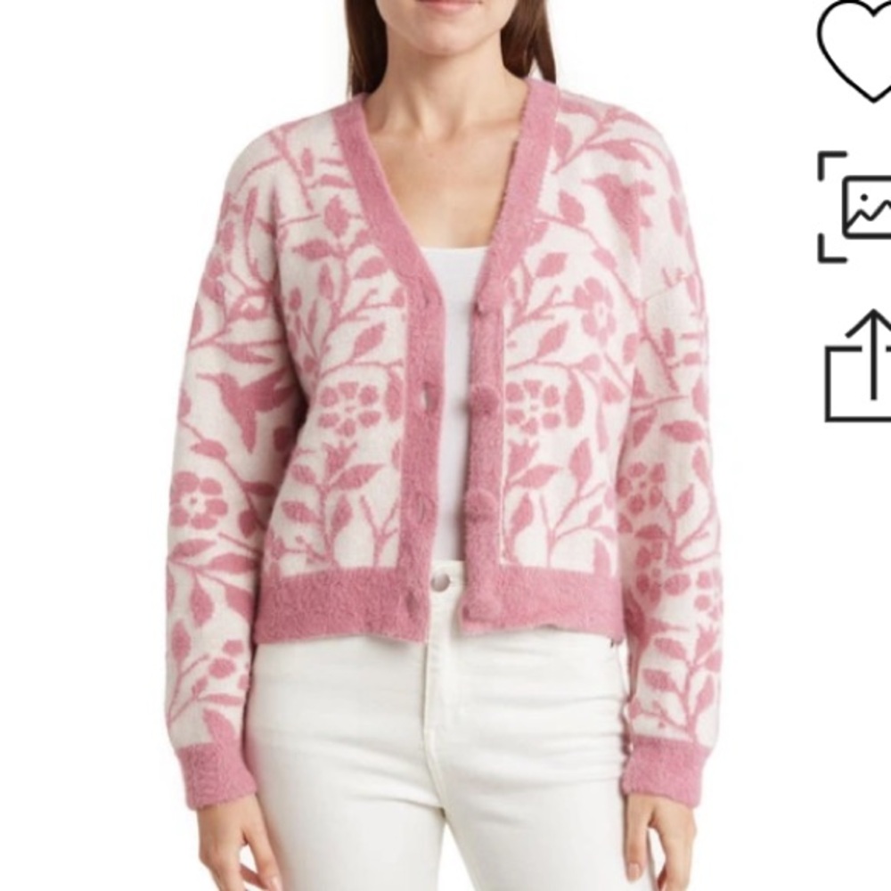 Floral Pink Cardigan Sweater - Picture 3 of 13